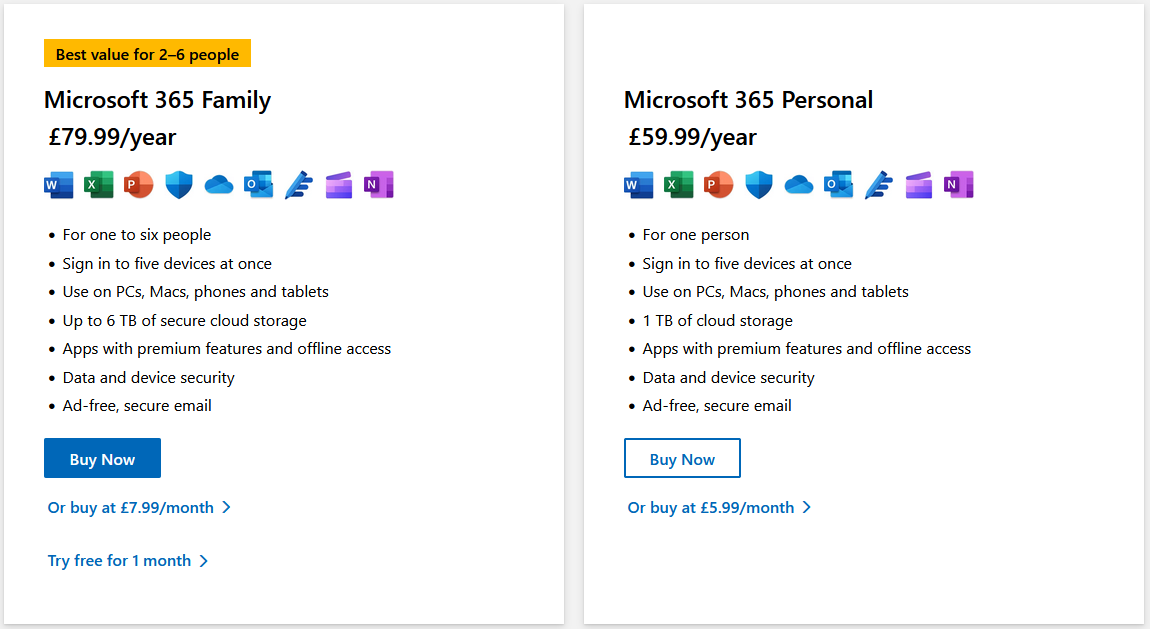 M365 Home Subscriptions